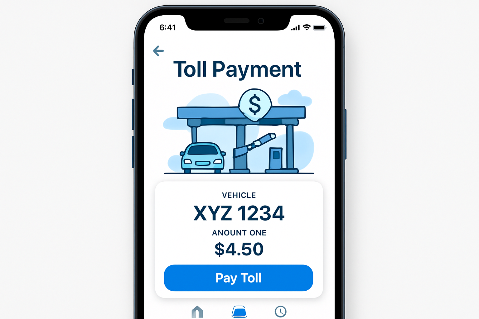 User-friendly toll payment mobile app interface